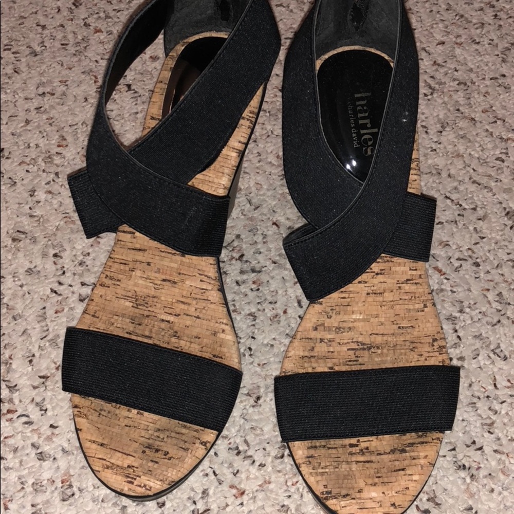 Black cork heels